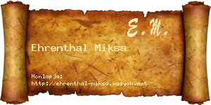 Ehrenthal Miksa névjegykártya